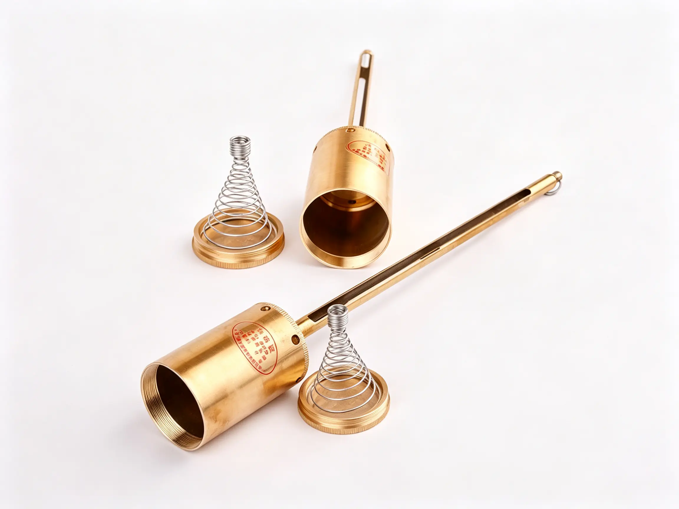 Disassembled brass oil temperature measuring cup spare parts Split brass petroleum thermometer cup, storage cup and internal spring accessories