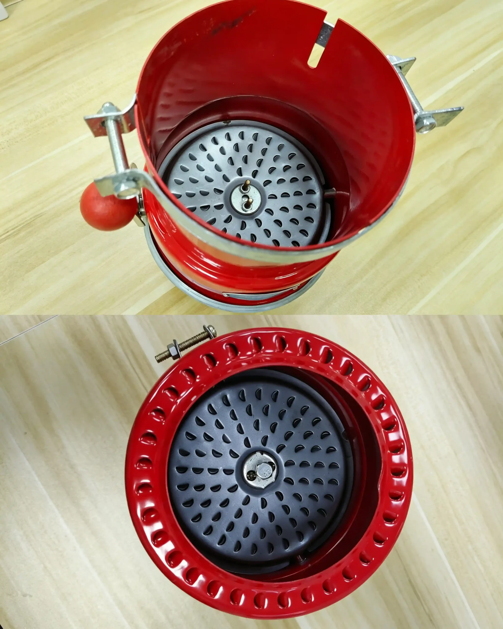 Car exhaust spark arrester internal filter screen φ120mm Car exhaust safety spark arrester, showing internal fire‑proof filter mesh and vent hole structure, 120mm spark arrester interior detail